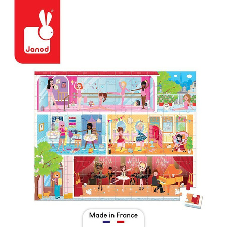 Janod Puzzle w walizce Akademia tańca 100 elementów 6+ Made in France