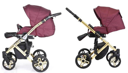 Kunert Mila Premium Wózek Głęboko-Spacerowy 2w1 Szary + Kreseczka Złota Rama Koła Żelowe