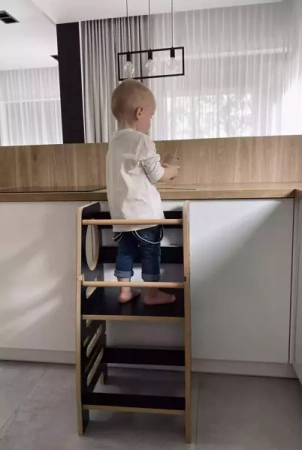 Baby Wood Kitchen Helper M Czarny