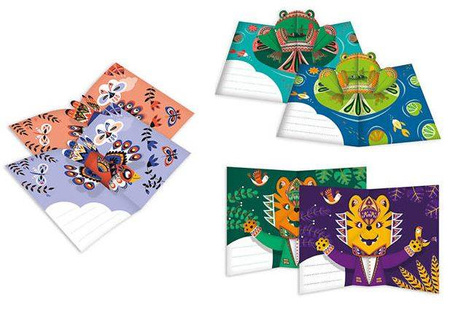 Janod Zestaw Kreatywny Przestrzenne Kartki Pop-Up 3D Zwierzęta 6+