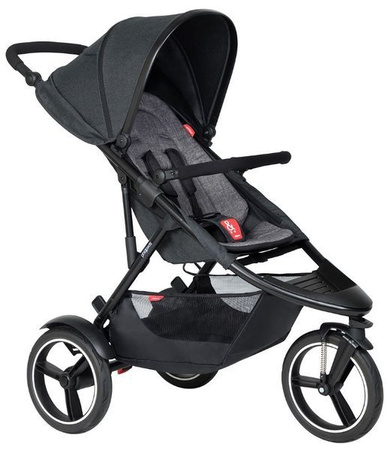 Phil&Teds Dash Wózek Głęboko-Spacerowy + Fotelik Alpha 0-13kg Zestaw 3w1 Szary