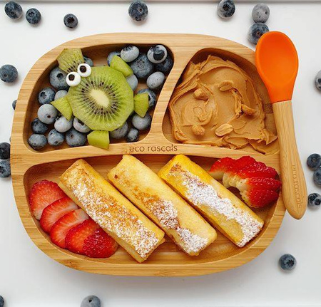 Eco Rascals Miseczka trójdzielna Bambusowa z Przyssawką Pomarańczowa