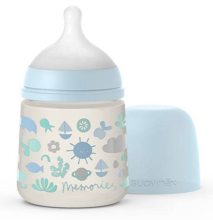 Suavinex Butelka Smoczek Fizjologiczny, Wolny Przepływ 150ml Niebieska