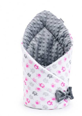 Bocioland Minky Rożek 80x80 Słoniki Róż BOC0070