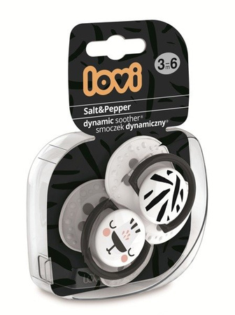 Lovi Dynamiczny Smoczek Uspokajający Silikonowy 3-6m 2szt. 22/878 Salt&Pepper