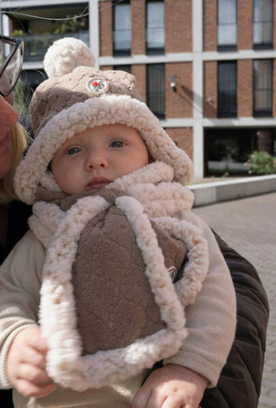 Lodger Fleece Dwuwarstwowa Zimowa Czapeczka z Polaru 0-3 msc Brązowa Buffalo