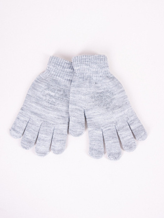 Yo!Club Rękawiczki Dziecięce Pięciopalczaste Szare z Sercem