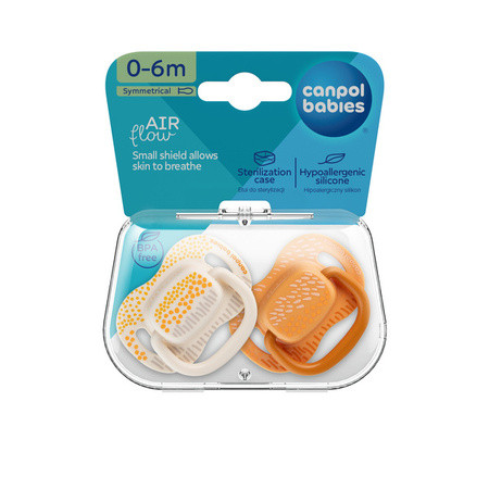 Canpol Babies Mountains Smoczek Uspokajający Silikon Symetryczny 0-6m 2 szt 34/930_yel Żółty