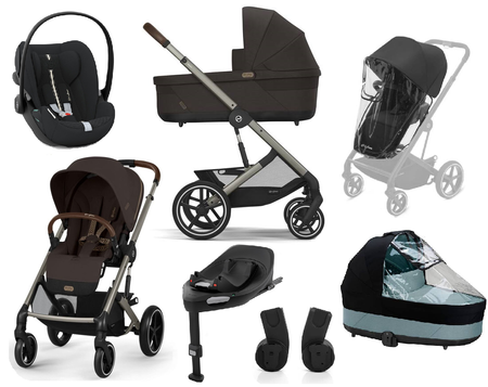 Cybex Balios S Lux 2.0 Wózek Głęboko-Spacerowy Chocolate Brown + Cloud G I-Size Fotelik Samochodowy 0-13kg + Baza G + Osłony Przeciwdeszczowe + Adaptery