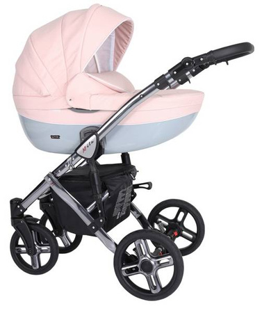 Kunert Mila Premium Wózek Głęboko-Spacerowy 2w1 Pudrowy Róż Grafitowa Rama Koła Żelowe