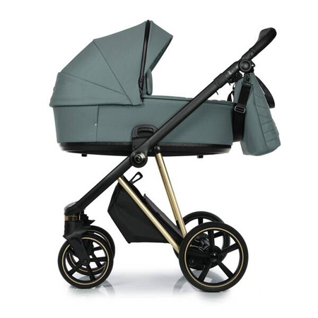 Roan Ivi 2.0 Wóżek Głęboko-Spacerowy Rama Gold Pine Green + Cybex Aton B2 i-Size Fotelik Samochodowy 0-13kg + Baza One Volcano Black