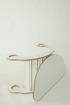 GUGI Drewniany Bujak Montessori XL + Ścianka Wspinaczkowa / Zjeżdzalnia + Poduszka Beżowa + Krzesełko + Blat