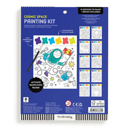 Mudpuppy Książeczka do malowania kolorowanka akwarelowa z pędzelkiem Kosmos 5+