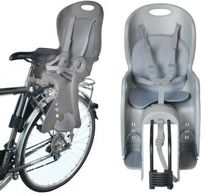 FOTELIK ROWEROWY ADVENTURER MOCOWANY NA BAGAŻNIK LUB RAMĘ 5-PUNKTOWE PASY DO 22 KG Grafitowy