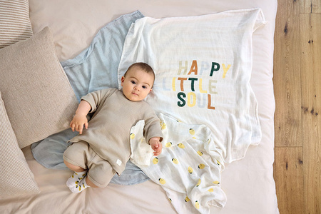 Lassig Bambusowa pieluszka otulacz Zestaw 3 szt. 80x80cm Happy Fruits lemon