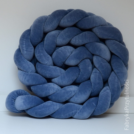 SenLove Ochraniacz do Łóżeczka Warkocz 240 cm Ciemnoniebieski