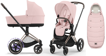 Cybex e-Priam 3.0 Wózek Głęboko-Spacerowy Peach Pink + Cybex Platinum Śpiworek