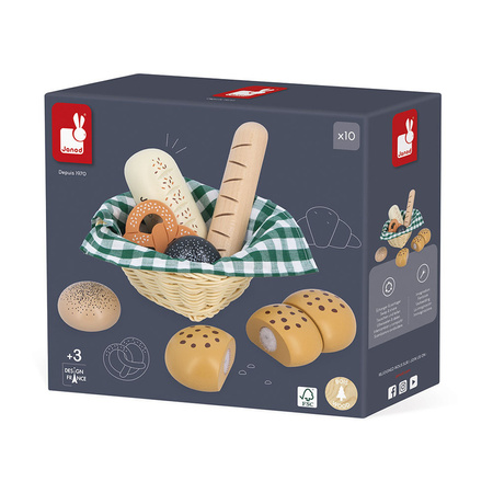 Janod Koszyk z pieczywem z drewna Shiny Grandma 3+