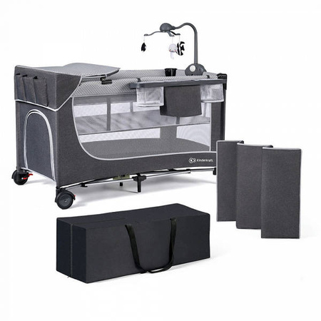 Kinderkraft Leody Łóżeczko Turystyczne z Akcesoriami Grey