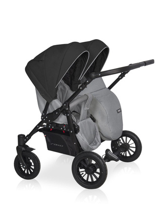 Riko Basic Saxo Wózek Bliźniaczy Głęboko-Spacerowy 05 Grey Fox