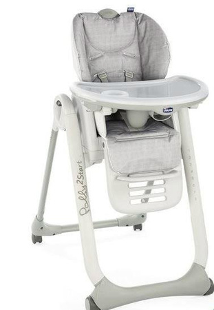 Chicco Polly 2 Start 4 Koła Krzesełko Do Karmienia Happy Silver