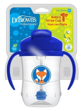 Dr Brown's Kubek Pierwsza Słomka 270 ml +6m Niebieski