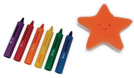 Janod Kredki Do Kąpieli 6 Kolorów z Gąbką 3+