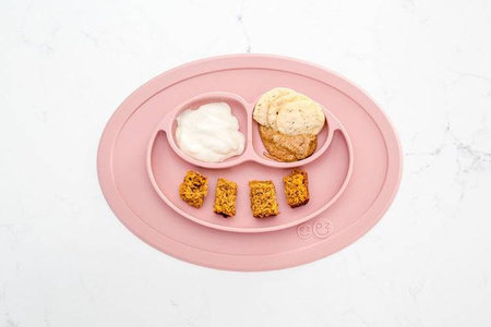 EZPZ Silikonowy Talerzyk Z Podkładką Mały 2w1 Mini Mat Pastelowy Róż