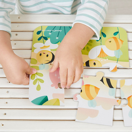 Janod Puzzle progresywne w walizce Zwierzątka Pure 4 układanki – 6, 9, 12 i 16 elementów 2+ Made in France