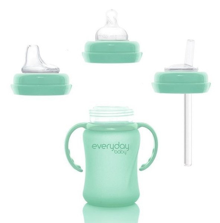 Everyday Baby, Szklana butelka ze smoczkiem S, 150 ml Miętowy