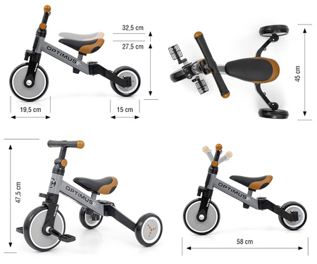 Milly Mally Rowerek 3w1 Optimus Grey