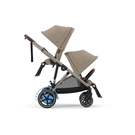 Cybex E-Gazelle S Wspomagany Wózek Spacerowy Bliźniaczy Rama Taupe Almond Beige