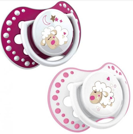 Lovi Dynamiczny Smoczek Uspokajający 6-18m Silikonowy 2szt. 22/811girl_L Night&Day Girl Lamb