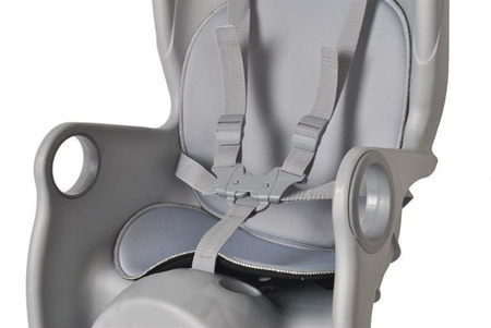 FOTELIK ROWEROWY ADVENTURER MOCOWANY NA BAGAŻNIK LUB RAMĘ 5-PUNKTOWE PASY DO 22 KG SZARY Szaro-Czarny