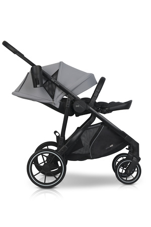 Easy Go Duoflex Wózek Głęboko-Spacerowy Bliźniaczy Rok po Roku Cloudy Gray 2 Siedziska 1 Gondola