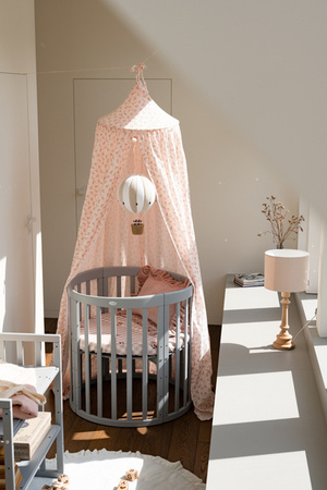 Waldin Łóżeczko Dziecięce Owalne 7w1 z Materacem Szare