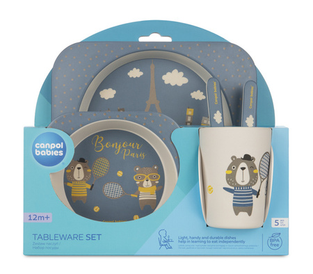 Canpol Babies Bonjour Paris Zestaw Naczyń 5 Elementów Granatowy 9/227_blu