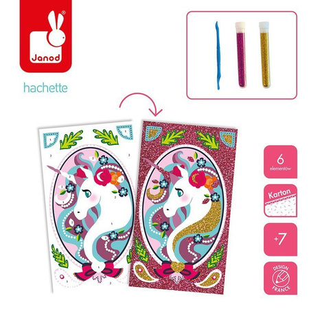 Janod Zestaw kreatywny Magiczny brokat Jednorożce 7+