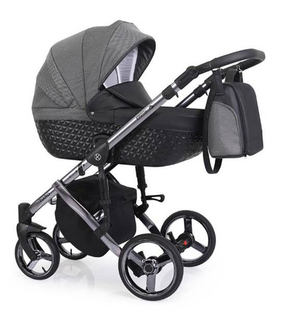 Kunert Tiaro Premium Wózek Głęboko-Spacerowy 2w1 Brąz + Krem Grafitowa Rama Koła Żelowe