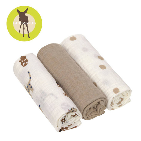 Lassig Muślinowa pieluszka otulacz z biobawełny Zestaw 3 szt. 85x85cm Little Mateys royal blue