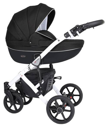 Kunert Mila Wózek Głęboko-Spacerowy 2w1 Czarny Biała Rama Koła Żelowe