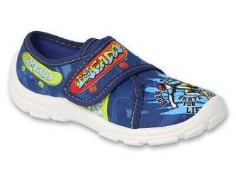 Befado Trampki Kapcie Dziecięce Chłopięce Na Rzepy Granatowe 