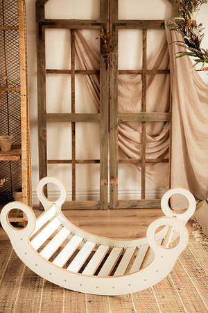 GUGI Bujak Drewniany Montessori XL + Poduszka Różowa