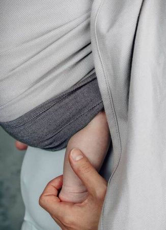 LennyLamb Moja Pierwsza Chusta Kółkowa Do Noszenia Dzieci Tkana Splotem Skośno-krzyżowym Ramie Bez Zakładek Standard 1,8 m 100% Bawełna Cool Grey