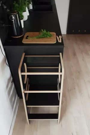 Baby Wood Kitchen Helper M Czarny