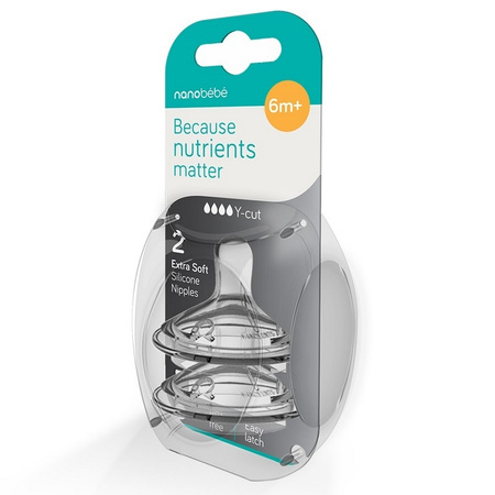 NanoBebe Smoczek Silikonowy Na Butelkę Szybki Przepływ Y - 2 szt