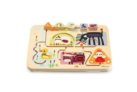 Lilliputiens Drewniana Tablica Labirynt Sensoryczny Farma 18 m+