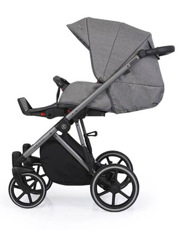 Kunert Molto Wózek Głęboko-Spacerowy 2w1 Grafit Jeans + Kwiaty Czarna Rama Koła Żelowe