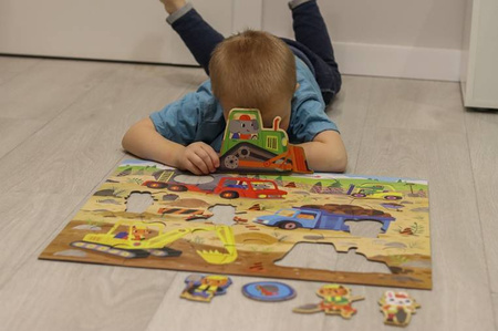 USZKODZONE OPAKOWANIE Mudpuppy Puzzle podłogowe Plac budowy z unikalnymi kształtami 25 elementów 2+