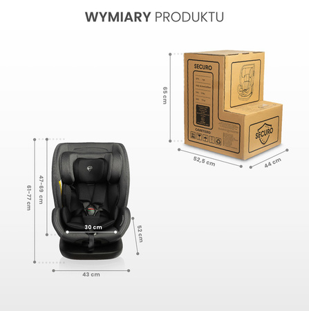 Caretero Securo i-Size Fotelik Samochodowy 0-36 kg Light Grey